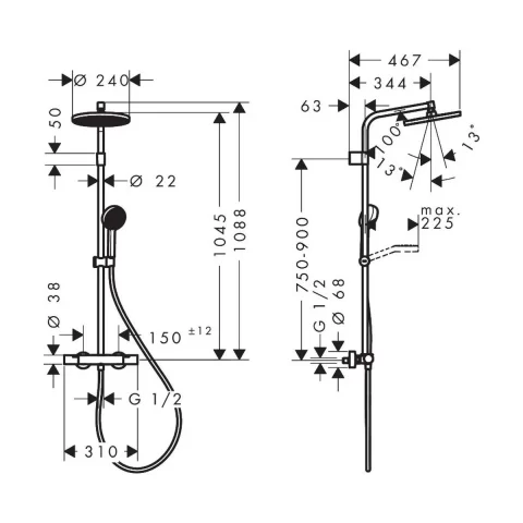 Sistem de dus Hansgrohe Activera S termostatat crom 28078000