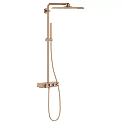 Sistem dus cu baterie si termostat Grohe Euphoria SmartControl 310 Cube Duo, cupru mat