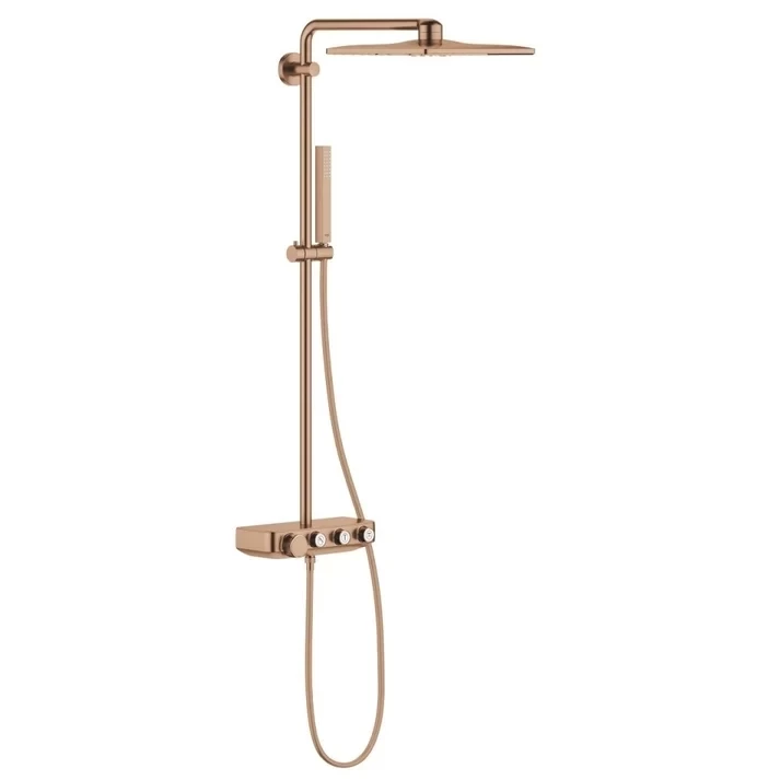 Sistem dus cu baterie si termostat Grohe Euphoria SmartControl 310 Cube Duo, cupru mat