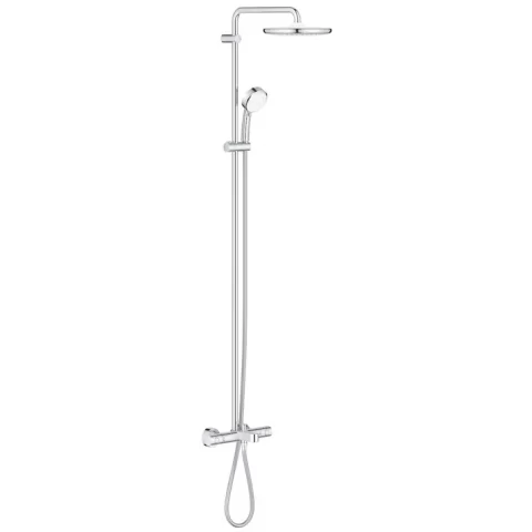 Sistem dus cu baterie si termostat Grohe Tempesta Cosmopolitan System 250 cu pipa cada
