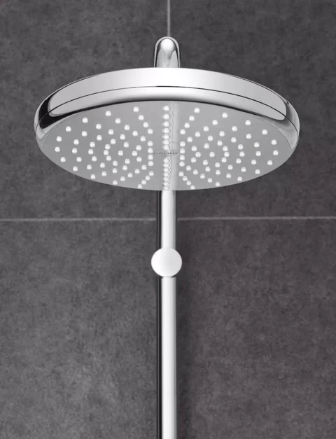Sistem dus cu baterie si termostat Grohe Tempesta Cosmopolitan System 250 cu pipa cada