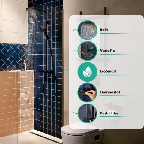 Sistem de dus Hansgrohe Activera S termostatat negru mat 28078670