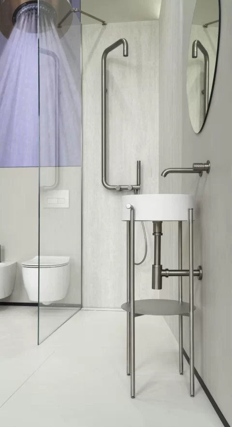 Sistem de dus Deante Silia Hexa, cu 1 functie ploaie, otel slefuit