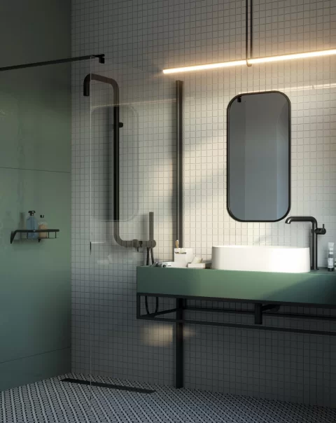 Sistem de dus Deante Silia monocomanda, 1 functie ploaie, negru mat
