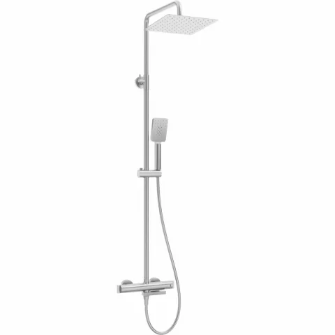 Sistem de dus-cada Deante Therm termostatat, cu 3 functii, otel slefuit