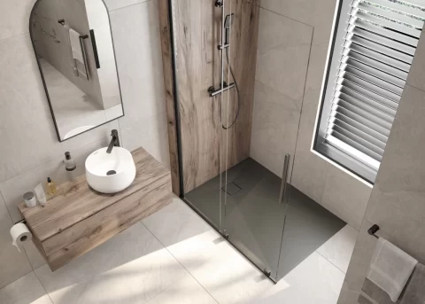 Sistem de dus termostatat Deante Therm, reglabil, negru titan