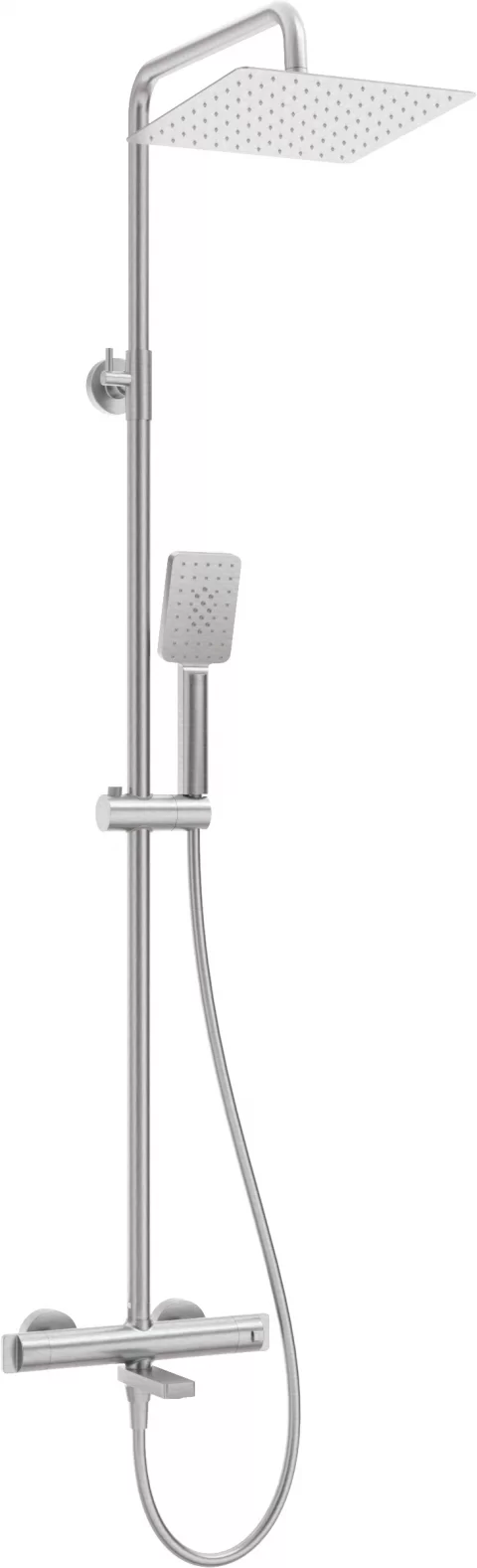 Sistem de dus-cada Deante Therm termostatat, cu 3 functii, otel slefuit