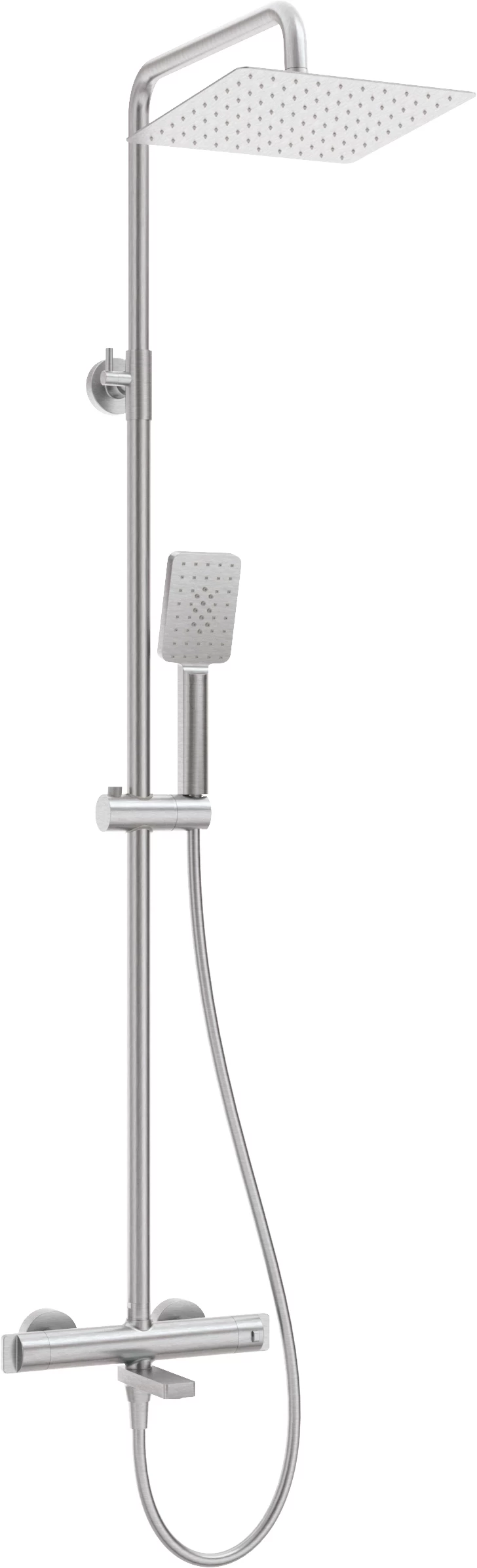 Sistem de dus-cada Deante Therm termostatat, cu 3 functii, otel slefuit