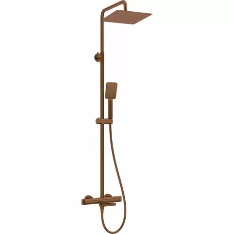 Sistem de dus-cada Deante Therm termostatat, cu 3 functii, bronz periat