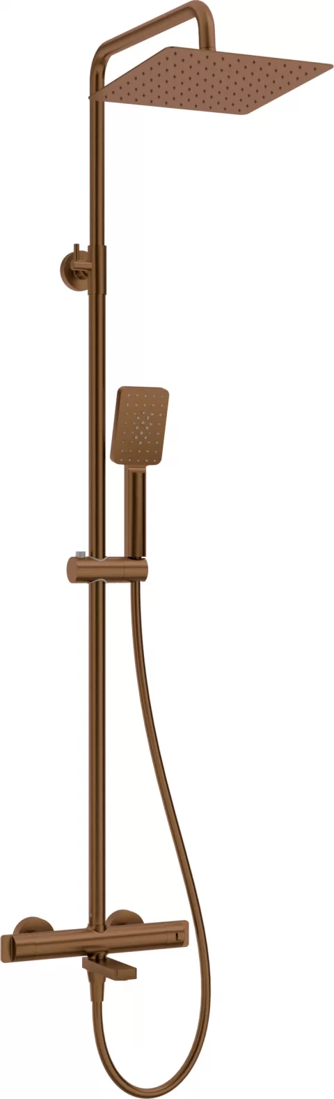 Sistem de dus-cada Deante Therm termostatat, cu 3 functii, bronz periat