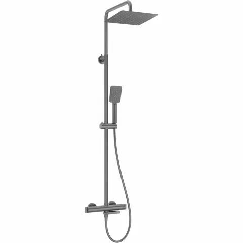 Sistem de dus-cada Deante Therm termostatat, cu 3 functii, negru titan