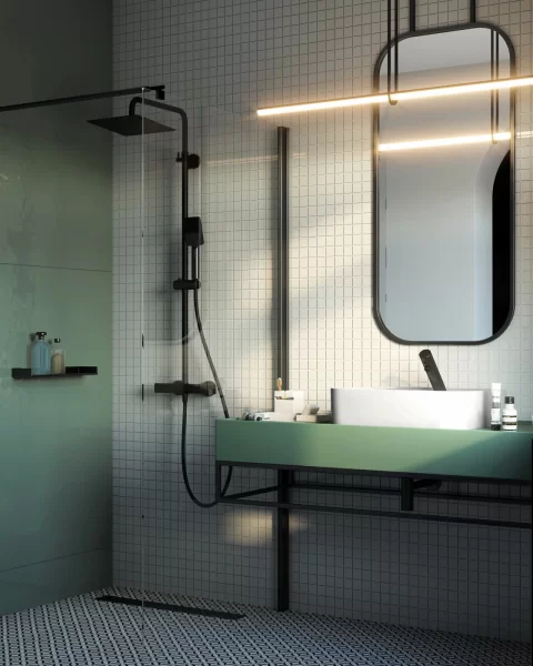Sistem de dus termostatat Deante Therm, reglabil, negru mat