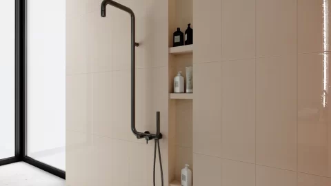 Sistem de dus Deante Silia monocomanda, 1 functie ploaie, negru titan