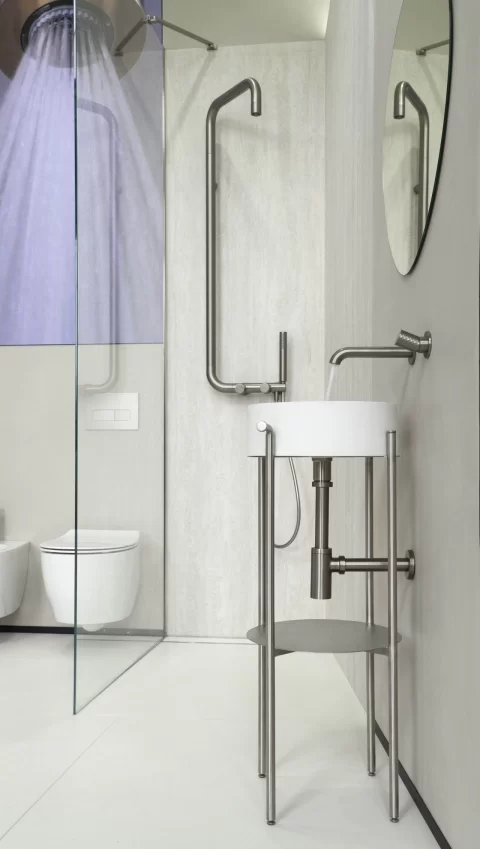 Sistem de dus Deante Silia Hexa, cu 1 functie ploaie, otel slefuit