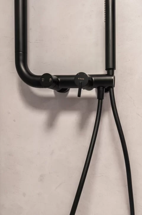 Sistem de dus Deante Silia monocomanda, 1 functie ploaie, negru mat