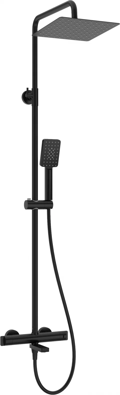 Sistem de dus-cada Deante Therm termostatat, cu 3 functii, negru mat