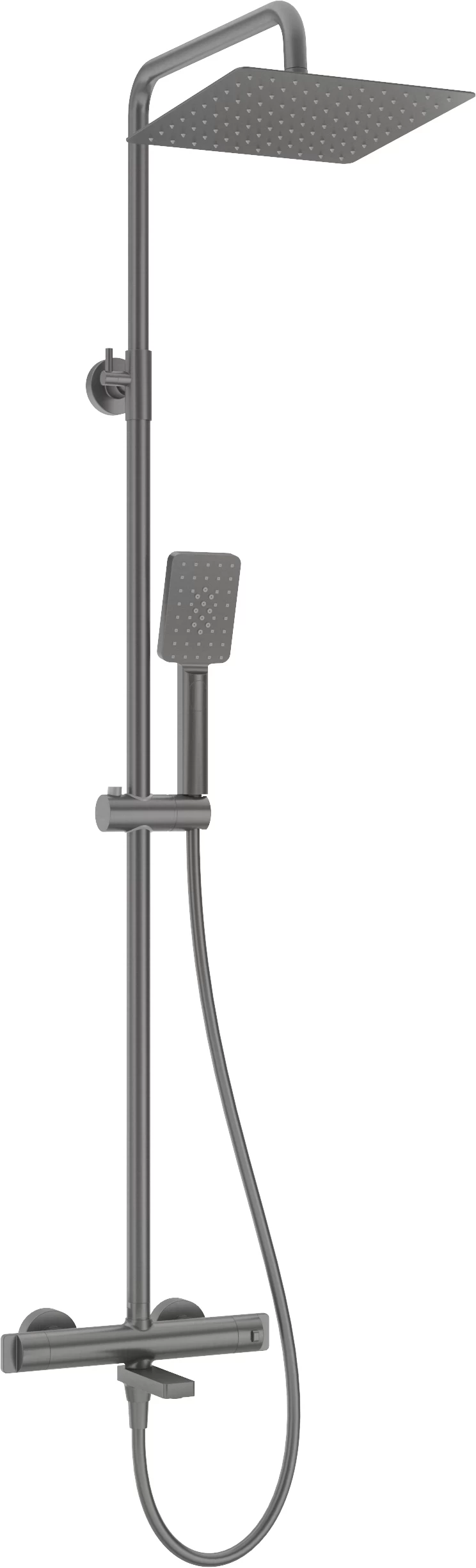 Sistem de dus-cada Deante Therm termostatat, cu 3 functii, negru titan