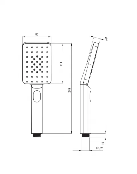 Sistem de dus termostatat Deante Therm, reglabil, otel slefuit