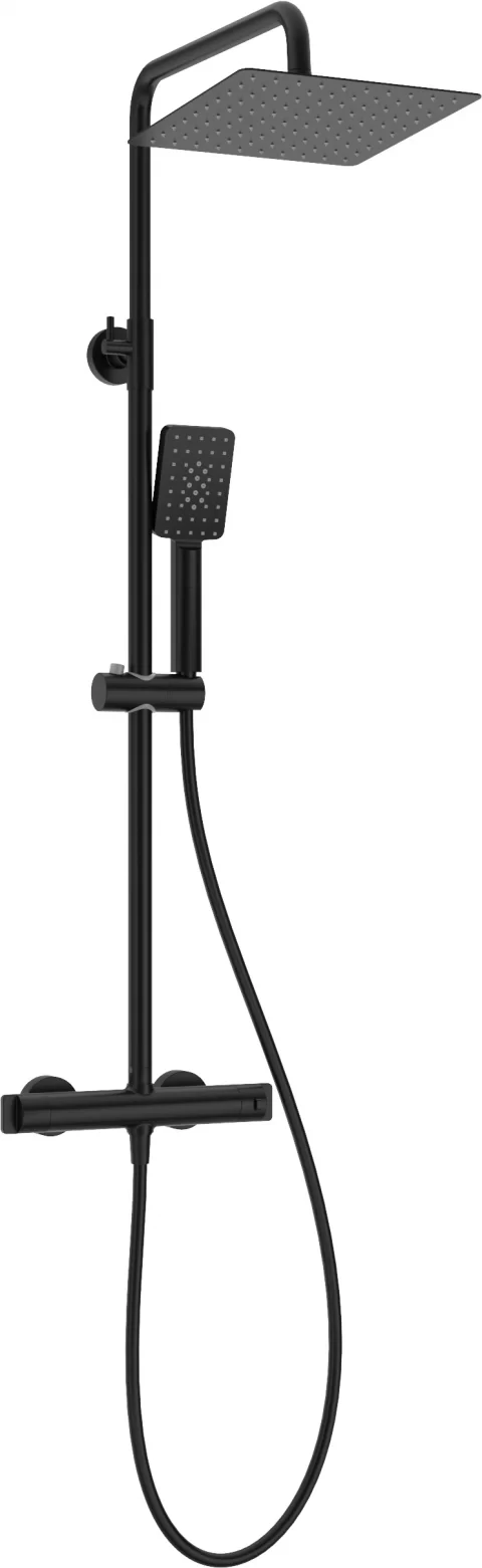 Sistem de dus termostatat Deante Therm, reglabil, negru mat
