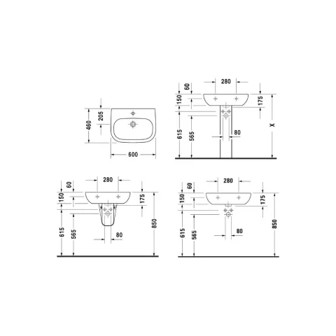 Lavoar Duravit D-CODE, 60x46 cm