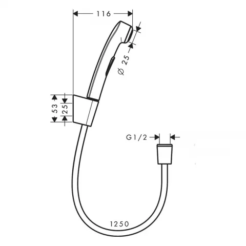Set dus igienic Hansgrohe cu furtun Isiflex 125 cm, suport Porter S, crom
