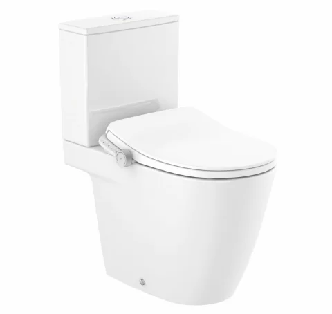 Set vas WC cu bideu electronic Roca Ona In-Wash, cu capac soft close si rezervor, 39x68cm