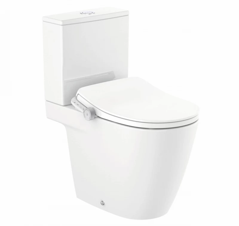 Set vas WC cu bideu electronic Roca Ona In-Wash, cu capac soft close si rezervor, 39x68cm