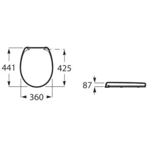 Set promo Vas WC suspendat cu capac soft close Roca Meridian Rimless 36x56 cm evacuare orizontala