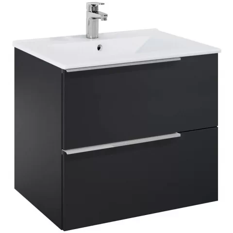 Set mobilier baie si lavoar Roca Elegant Plus 61x46xH55 cm, negru mat