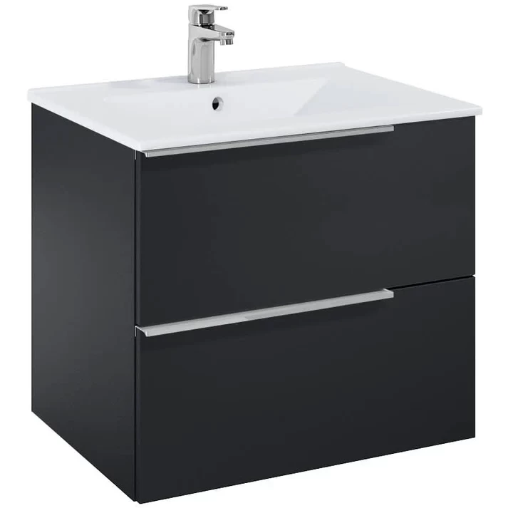 Set mobilier baie si lavoar Roca Elegant Plus 61x46xH55 cm, negru mat