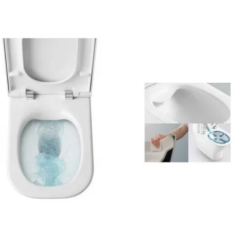 Set Promo lavoar baie pe blat Roca Bol 42x42 cm, cu baterie Carelia crom