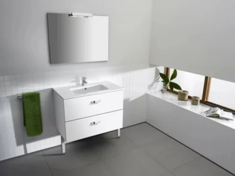 Set mobilier baie si lavoar Roca Victoria Basic 100x46xH57 cm, alb
