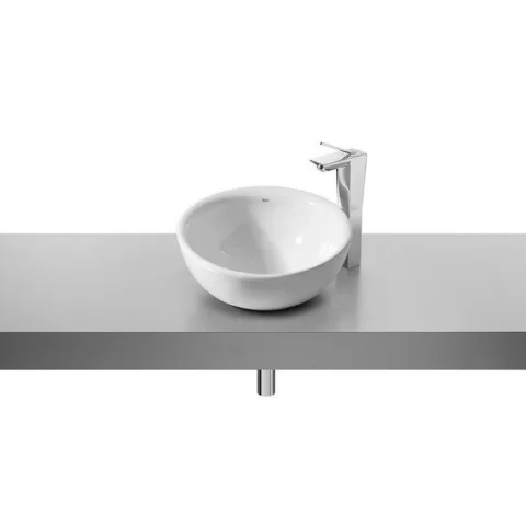Set Promo lavoar baie pe blat Roca Bol 42x42 cm, cu baterie Carelia crom