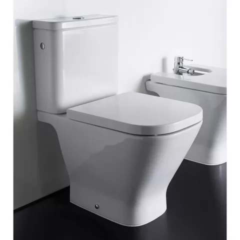 Set promo Vas WC pe pardoseala cu rezervor aparent si capac soft close Roca The Gap 37x65 cm evacuare orizontala
