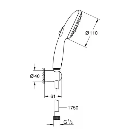 Set baterii lavoar dus Grohe BauEdge si dus cu porter Tempesta crom lucios