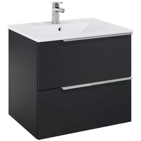 Set mobilier baie si lavoar Roca Elegant Plus 61x46xH55 cm, negru mat