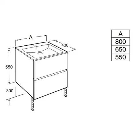Set Mobilier baie si lavoar Roca Cube 65x43xH55 cm