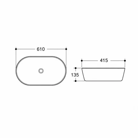 Lavoar pe blat Fluminia Odera Slim, oval, 61x41.5 cm, cappuccino