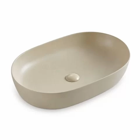 Lavoar pe blat Fluminia Odera Slim, oval, 61x41.5 cm, cappuccino
