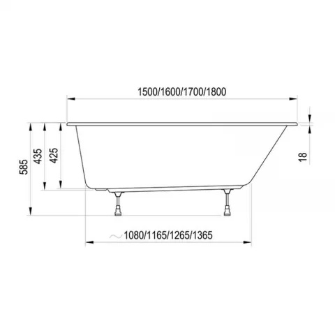 Cada pentru inzidire Ravak Chrome Slim, acril, 180x80 cm, alb