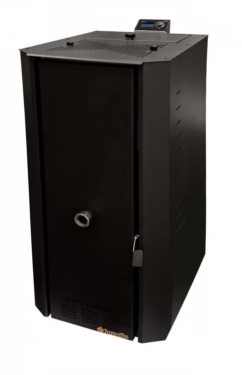 Centrala pe peleti Fornello Rossi B Black 25 kw, pompa de circulatie, vas expansiune, tiraj fortat