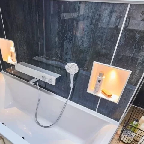 Para dus Hansgrohe Raindance Select E120 cu 3 jeturi, culoare alb-crom