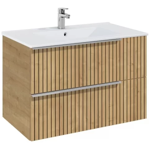 Set Mobilier baie riflaj si lavoar Roca Elegant Plus 80x46xH55 cm, bej