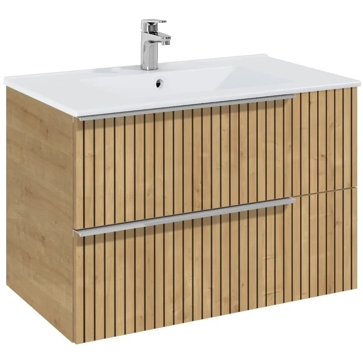 Set Mobilier baie riflaj si lavoar Roca Elegant Plus 80x46xH55 cm, bej 