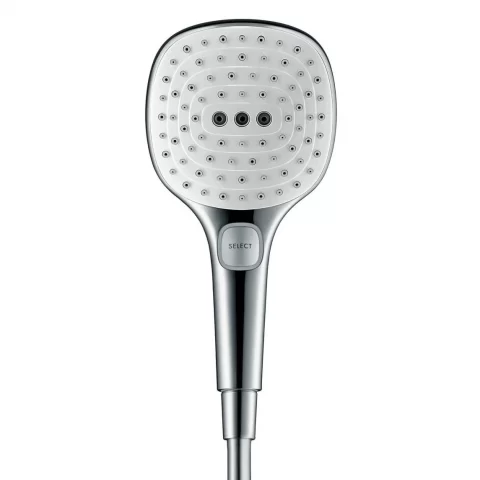 Para dus Hansgrohe Raindance Select E120 cu 3 jeturi, culoare alb-crom