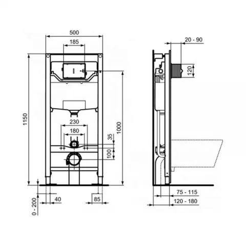 Set rezervor incastrat Ideal Standard ProSys 120 cu clapeta Oleas M3, alb