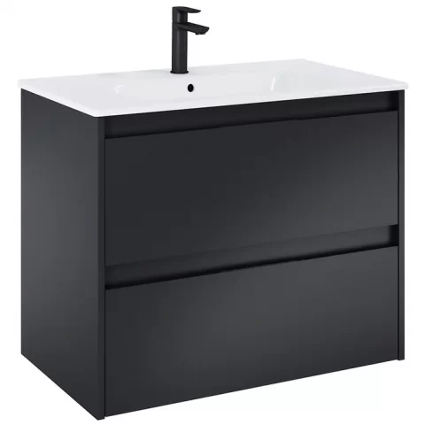 Set mobilier baie si lavoar Roca Alpine 80x46xH57 cm, negru mat