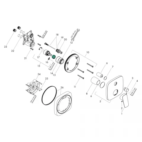Baterie cada si dus monocomanda incastrata Hansgrohe Logis