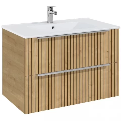 Set Mobilier baie riflaj si lavoar Roca Elegant Plus 80x46xH55 cm, bej 