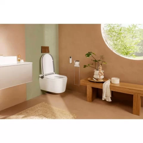Set vas WC suspendat Hansgrohe LavaPura Element S, AquaHelix Flush, cu funcție de bideu cu telecomanda, alb
